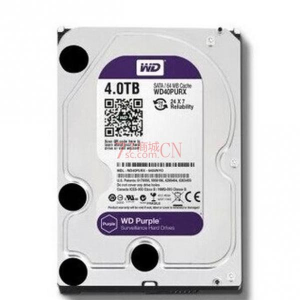 西部数据（WD） 4TB 64M DVR监控台式机西数硬盘 (紫盘) 质保三年 5400-7200转自动调节 WD43PURZ（行盘）