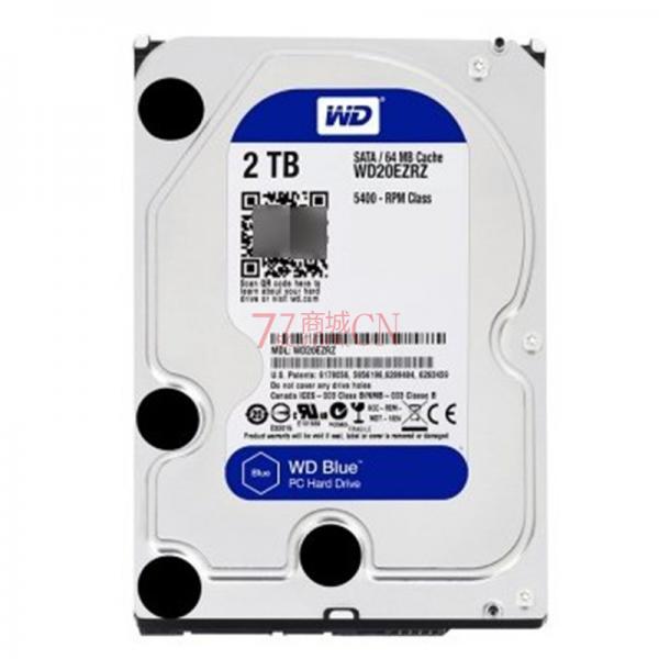 WD/西部数据2T蓝盘 WD20EZRZ台式机硬盘 西数64M/5400转 质保二年（行盘）