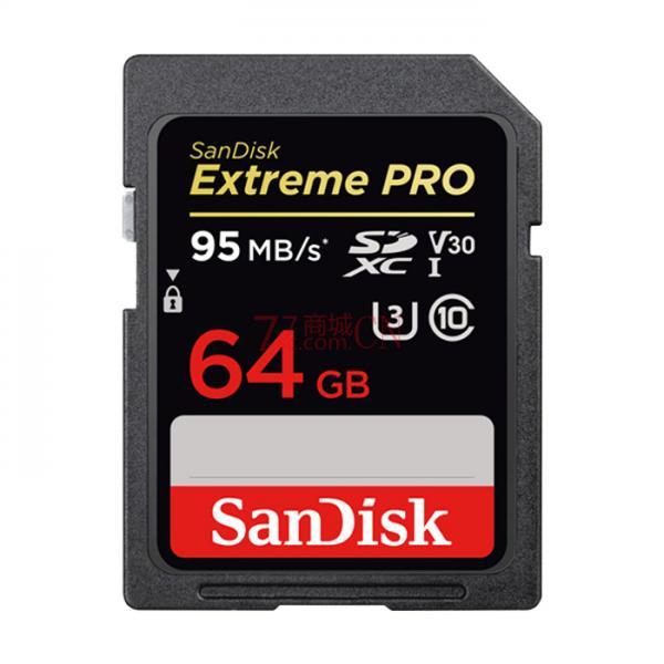 sandisk闪迪 64g sd卡U3 至尊超极速数码相机内存卡V30 SDSDXXY高速摄像机微单反存储卡 200M/S
