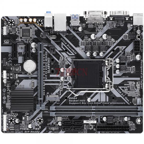 Gigabyte/技嘉H310M-D2VX SI 2.0独显支持WIN7（WIN7系统需安装独立显卡）全新八代工包网吧版 支持八代1151针 VGA+DVI（注：翻新主板）
