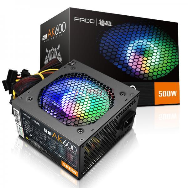 爱国者半岛铁盒战狼AK600额定500W电源台式机电脑电源静音12CM炫彩风扇
