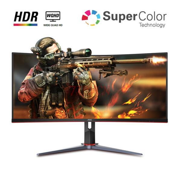 AOC CU34G2X 34英寸144Hz显示器4K曲面21:9带鱼屏HDR广色域1ms响应台式电脑曲屏2K宽屏PS4电竞旋转升降