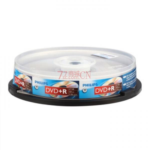 飞利浦（PHILIPS）DVD+R光盘/刻录盘 16速4.7G 桶装10片 空白光盘