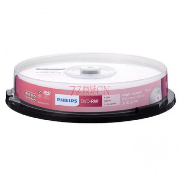 飞利浦（PHILIPS） DVD±RW 可擦写空白刻录光盘光碟16速4.7G 可重复刻录 10片装DVD刻录盘（两种包装随机发）