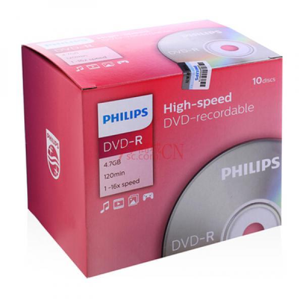 飞利浦（PHILIPS）DVD±R 光盘/刻录盘 单片盒装10片/包 16速4.7G 空白光碟（两种包装随机发）