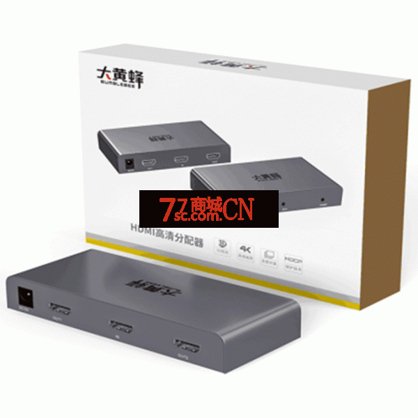 大黄蜂DHF-H108 hdmi分配器一分八同屏1进8出4k@60Hz同时显示转换器2.0版工业级 支持4K*2K（一台电脑多个显示器）