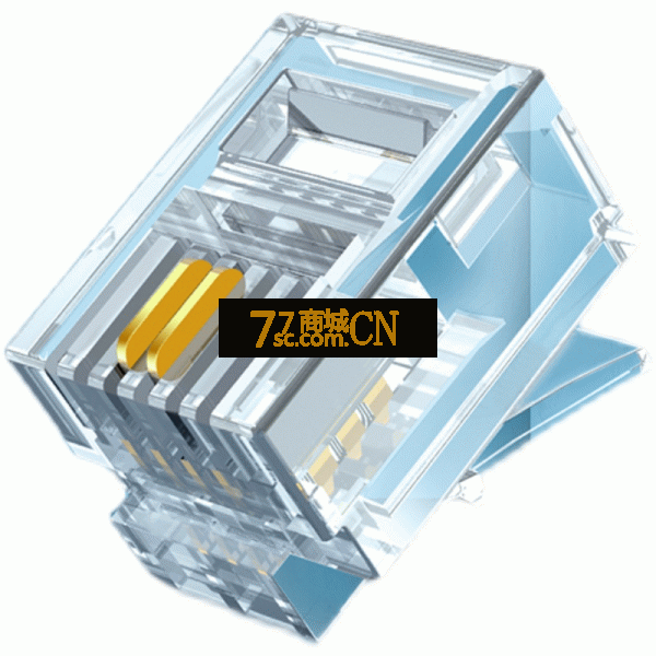 大黄蜂DHF-2X电话水晶头两芯rj11透明无氧铜镀金叉100颗/盒 支持传真机弯耐折 2芯