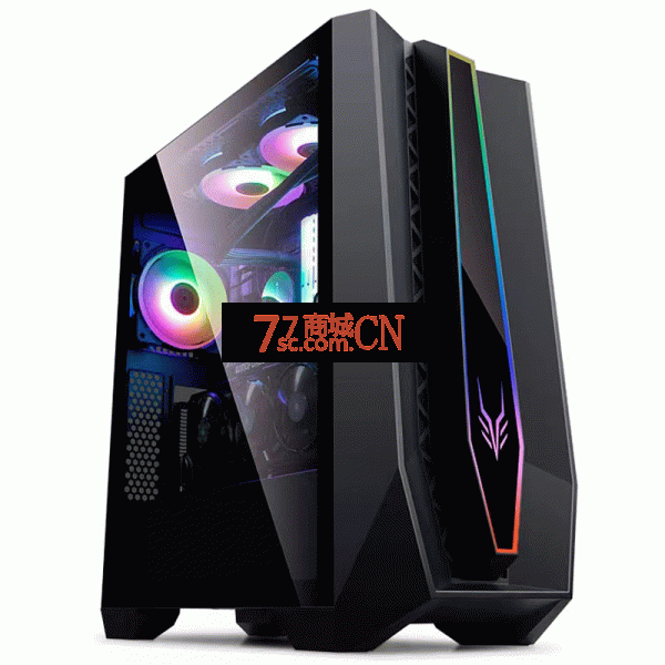 战神电脑黑色机箱全侧透明玻璃台式机主机diy中塔静音背线ATX大板