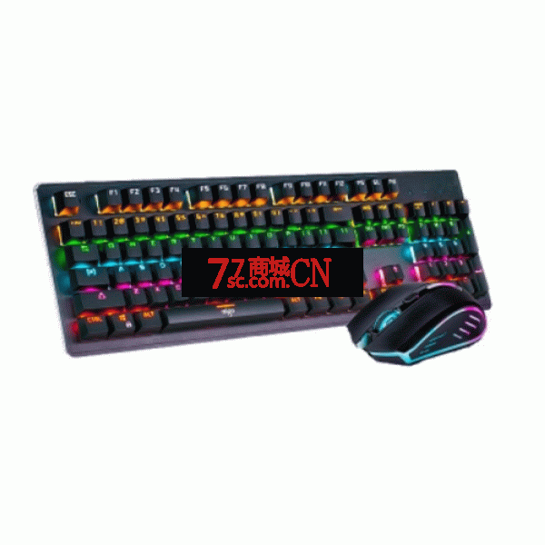 爱国者 WQ9528 炫彩鼠标+ 青轴机械跑马灯电竞机械键盘套装