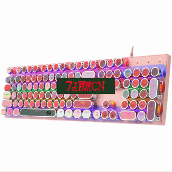红龙K228青轴插拔轴发光机械键盘 口红圆键帽复古