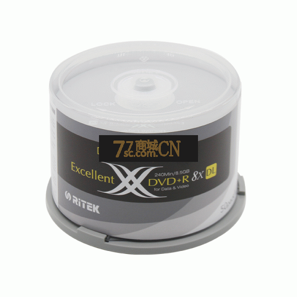 铼德RITEK 50片光盘 DVD+R DL 8速 8.5G 台产 可打印大容量空白刻录盘