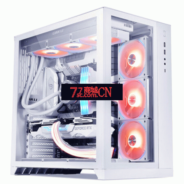 联力包豪斯机箱台式机纯白右侧全侧透水冷开放式ATX电脑主机箱（注：无风扇，风扇请另行购买）