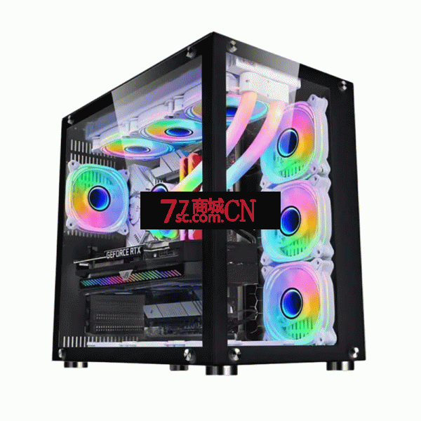 玩嘉海景房黑色/白色可选 电脑机箱台式机ATX侧透360水冷（注：无风扇，风扇请另行购买）