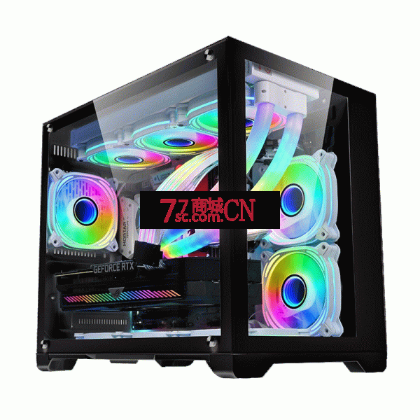 玩嘉孤勇者黑色/雪白色可选 电脑机箱台式机MATX海景房240/360水冷全侧透ITX