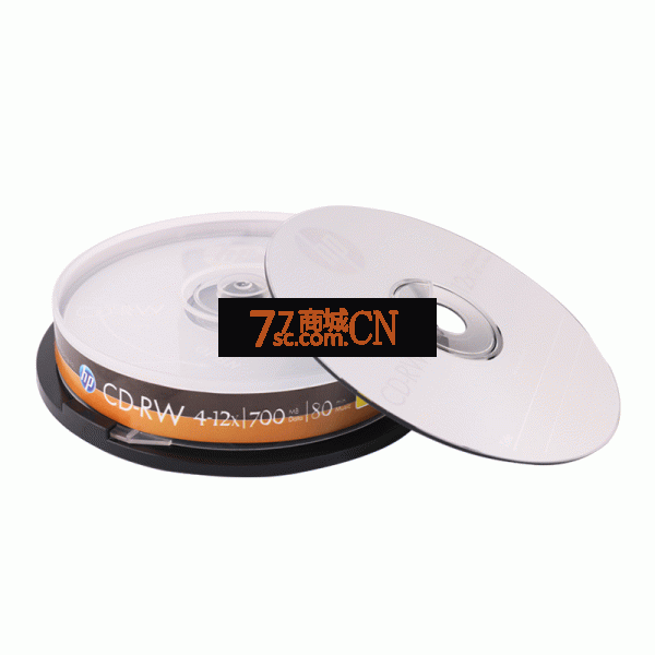 HP/惠普可擦写CD-RW刻录盘 12X 700MB能反复使用空白光盘10片桶装