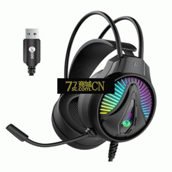 联想来酷HT407 USB7.1七彩发光头戴式耳麦笔记本电脑台机电竞游戏有线耳机
