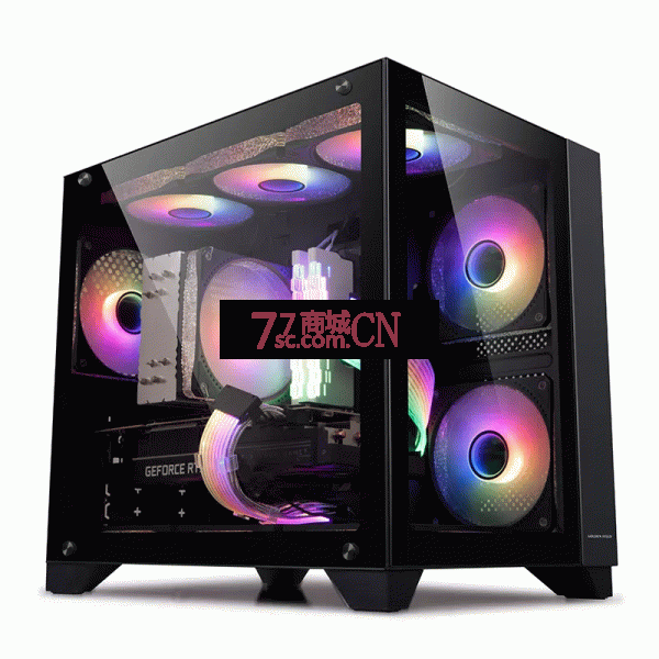 金河田预见海景房台式电脑机箱 matx侧透水冷电竞主机箱 黑色/纯白色可选 显卡限长370MM