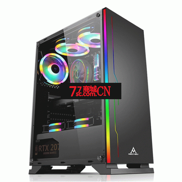 黑石塔幸福时光 七彩RGB灯效玻璃侧透台式电脑游戏机箱背线USB3.0