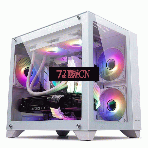 金河田预见海景房MINI台式电脑机箱 matx侧透水冷电竞主机箱 黑色/纯白色可选 显卡限长340MM