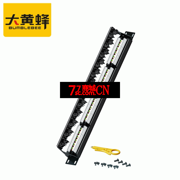 大黄蜂D-T003ABK 六类千兆配线架24口CAT6千兆网络工程镀金网线机架式机柜配线架 带理线架  国标过测