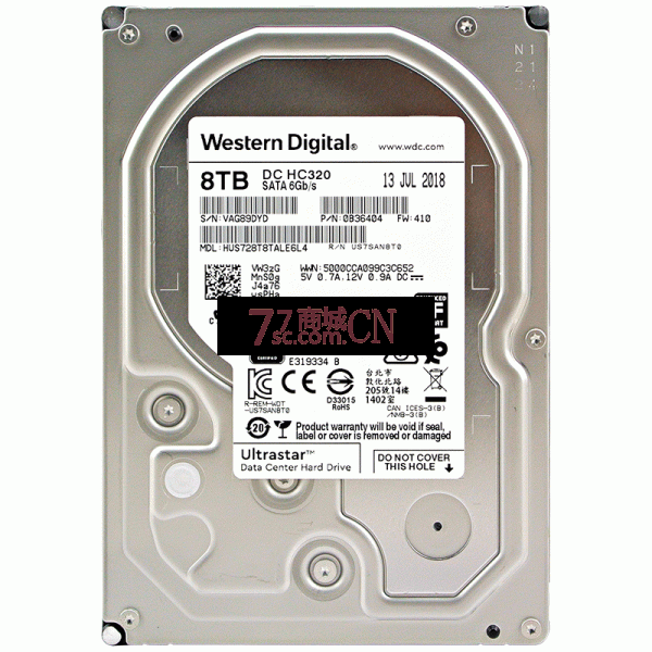 WD/西数WUS721208BLE6L4 8T企业级NAS3.5寸硬盘7.2k/256M/8TB（行盘）