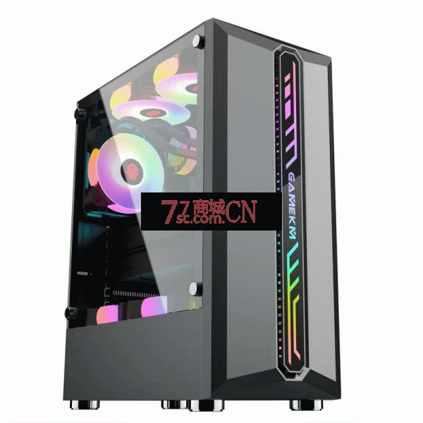 玩嘉尊耀台式机黑色主机atx机箱大板侧板全景侧透前面板发光rgb灯