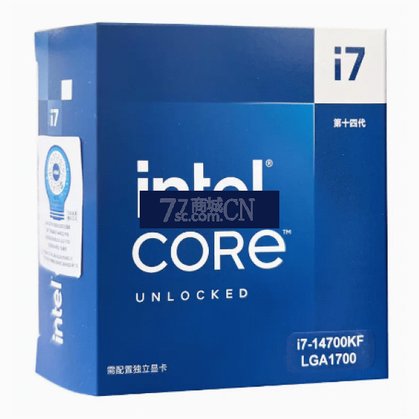 【14代新品】intel/英特尔 14代酷睿i7 14700KF盒装CPU 3.4GHZ 20核心28线程电脑处理器LGA1700（注：不带集显，需配独立显卡）