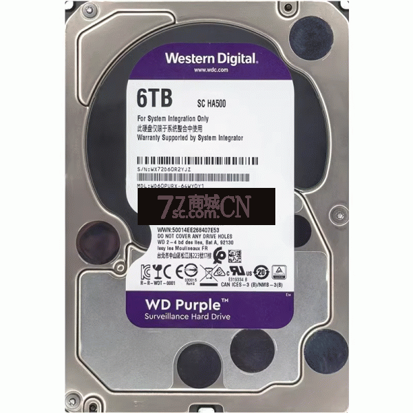 西数拆机盘紫盘WD60EJRX 6T-64M-5400-7200转自动调节（拆机盘）