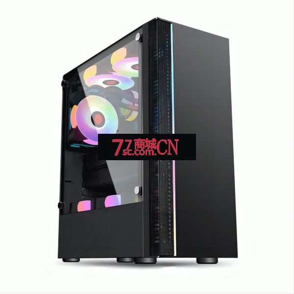 玩嘉靓仔黑色ATX侧透机箱