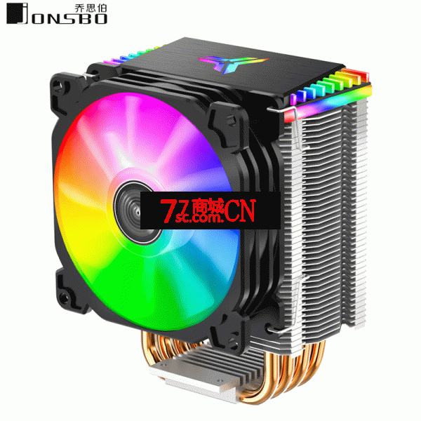 乔思伯CR1400 5V3A RGB黑色电脑CPU散热器ARGB铜管风扇台式塔式风冷9CM风扇1700