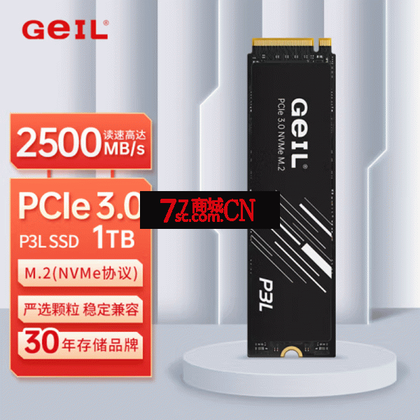 GeIL金邦 1TB SSD固态硬盘 M.2接口PCIe 3.0（NVMe协议）台式机笔记本硬盘 高速2500MB/S P3L系列