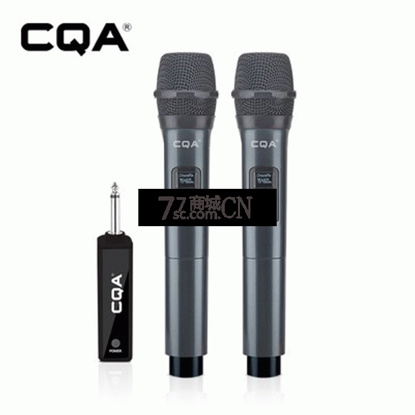 升级版CQA Q-007无线话筒k歌家庭音响户外广场舞直播麦克风一拖二（塑料外壳，一对装）