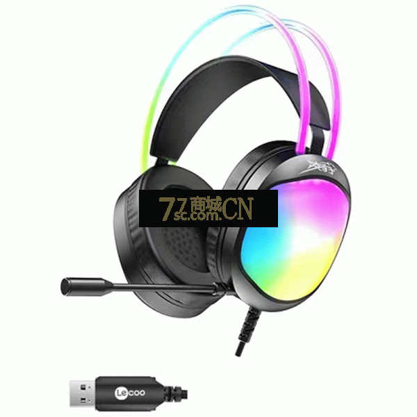 联想来酷HT410发光游戏电竞耳机电脑头戴式电竞有线耳麦USB7.1