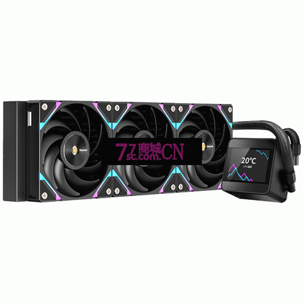 鑫谷昆仑山海MU360黑色 ARGB一体式水冷散热器黑色电脑cpu风扇 2.4寸屏幕
