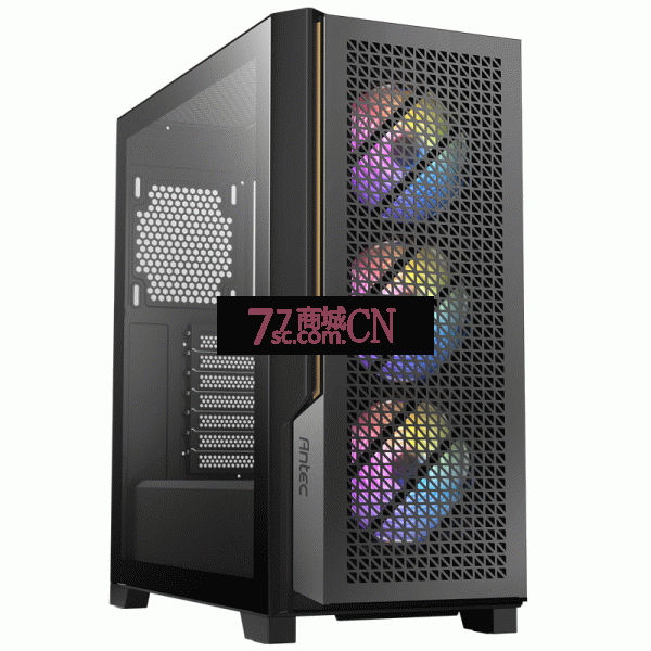 安钛克P静音系列P20C ARGB支持360水冷4090显卡Type-c机箱支持竖插 侧透面板 黑色（赠送3个ARGB风扇）