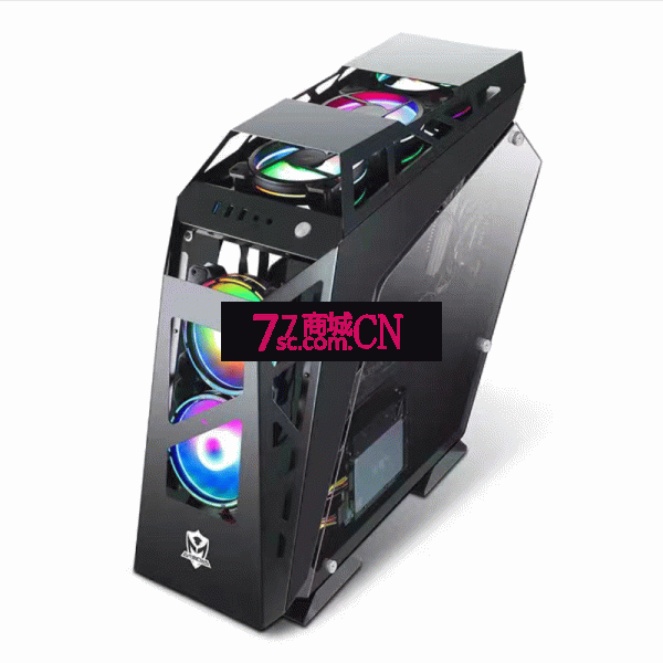 异形电脑机箱电竞游戏网咖钢化侧透支持中小板显卡290MM 黑色  ATX/240冷排（注：包装不太好，内部机箱是全新的）