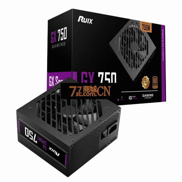 RUIX鋭禧GX750W超级铜牌主动PFC双CPU供电黑色扁平线缆10年质保