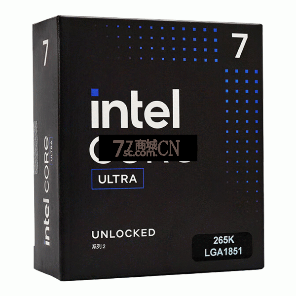 【15代新品】intel/英特尔 15代酷睿Ultra 7 265K盒装CPU 睿频至高可达5.5GHZ 20核心20线程电脑处理器LGA1851（注：不带风扇）