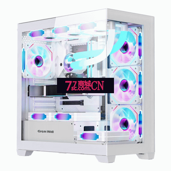 长城视界S3海景房机箱台式电脑玻璃侧透无立柱支持ATX主板360水冷 白色