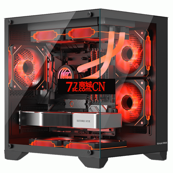 长城视界S1 MINI黑色海景房机箱MATX全景侧透玻璃240水冷位电脑主机箱