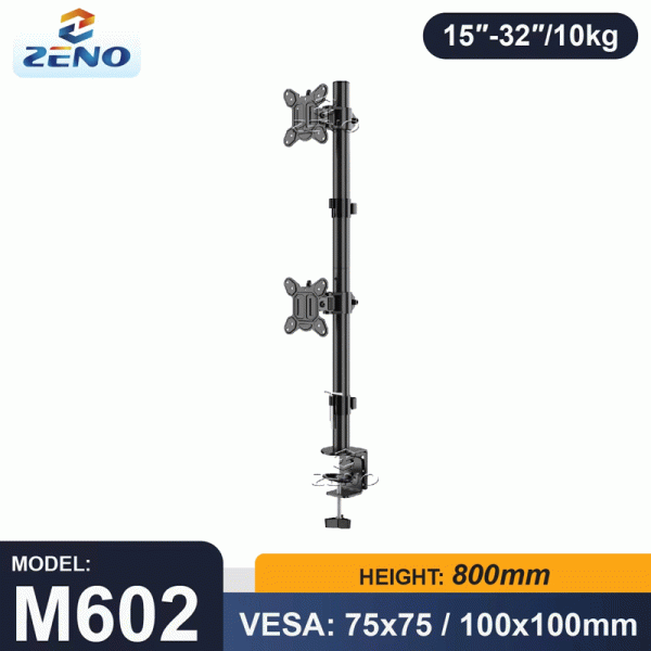 ZENO电视架M602大屏显示器桌面夹子款15英寸-32英寸电脑屏幕支架双屏上下支臂